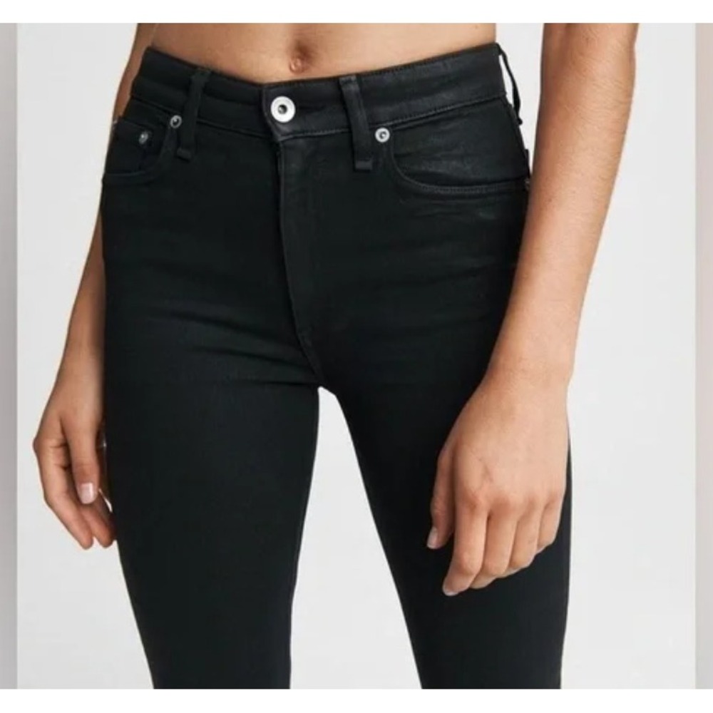 Rag & Bone JEAN Coated Black High Rise Legging Skinny Jeans W1503O163 Size 26